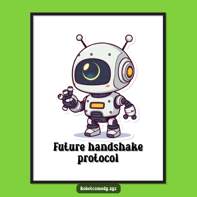 Funny Robot Arm Digital Art - High-Quality Glowing Eye Print
