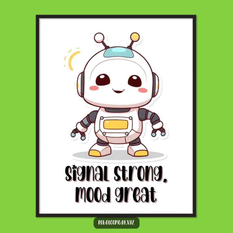 Funny Robot Creature Poster - Quirky Blinking Light Wall Art Gift