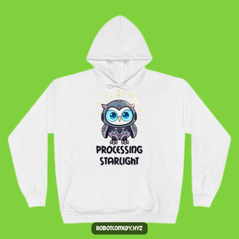 Funny Robot Owl Hoodie - Cozy Glowing Tech Pullover Gift