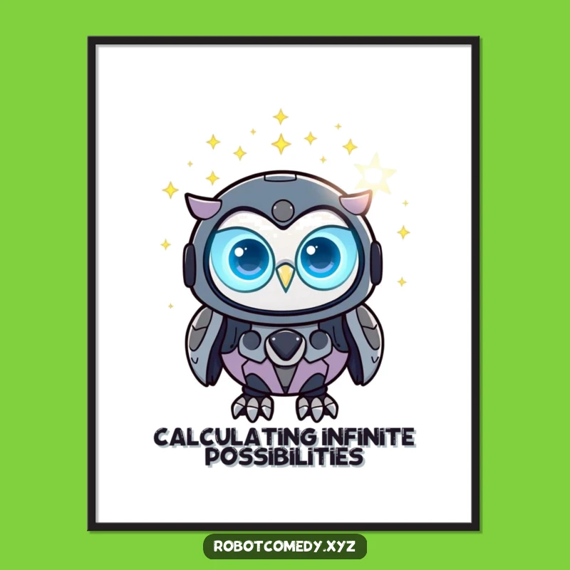 Free Printable Funny Robot Owl Wall Art: Cosmic Decor, Perfect Downloadable Gift