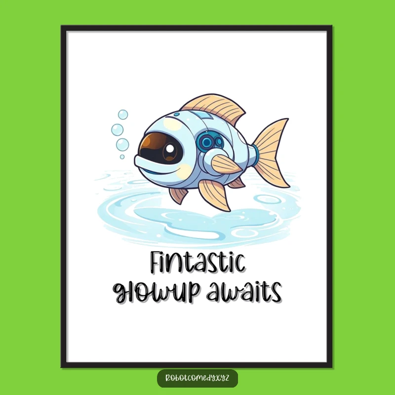 Funny Free Printable Wall Art: Robot Fish Adventure, Downloadable Decor for Home