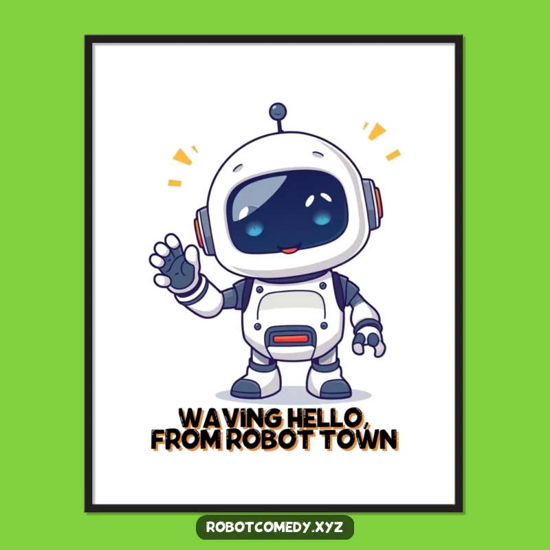 Funny Free Printable Wall Art: Happy Robot's Beeps, Quirky Downloadable Art