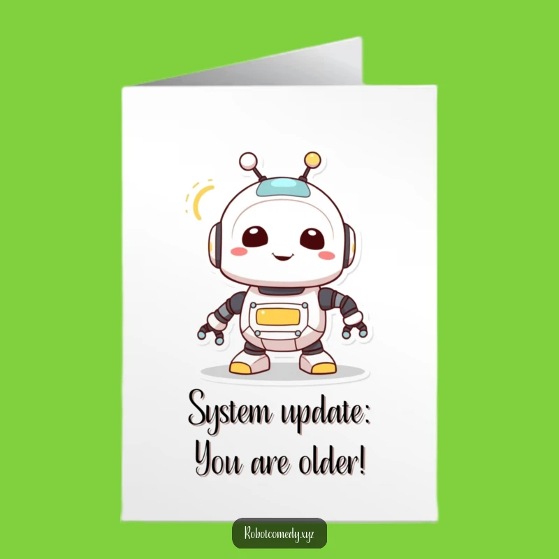 Free Printable Birthday Card: Joyful Robot's Antenna Spin, Funny Downloadable Gift