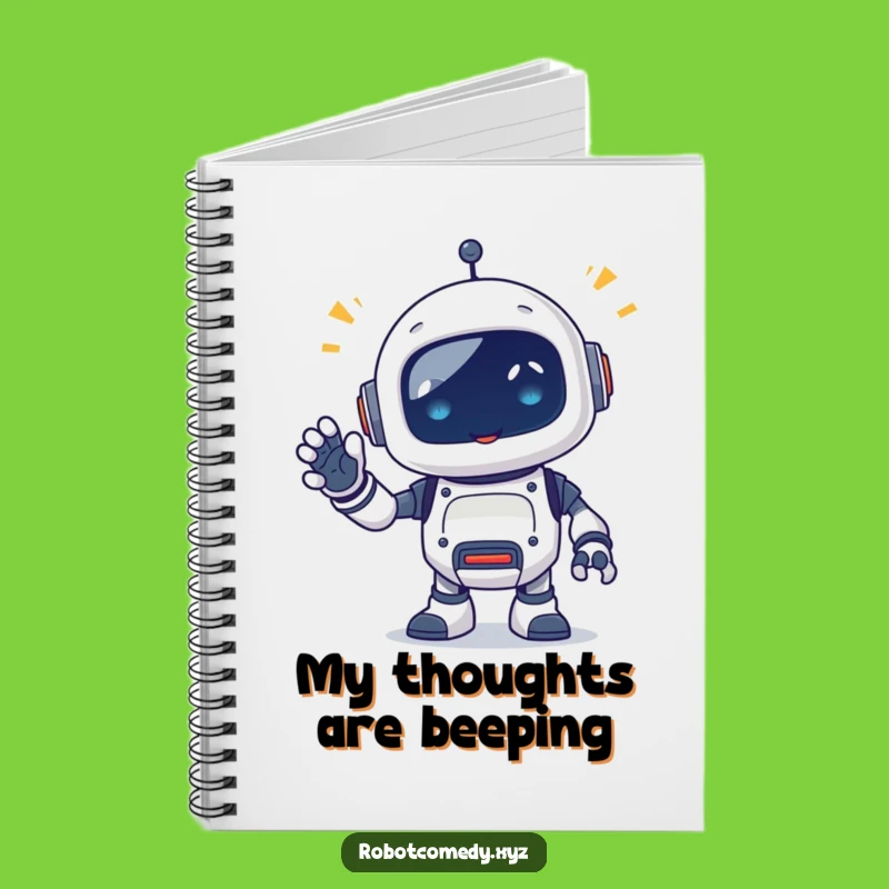 Funny Robot Beep Notebook - Jot Down Ideas with Waving Critter Fun