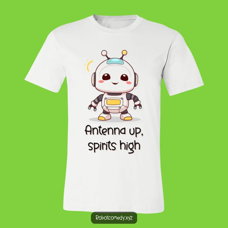 Funny Robot Creature T-Shirt - Cheerful Antenna Spin Apparel Gift