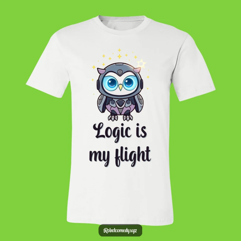 Funny Robot Owl T-Shirt - Glowing Digital Stars Design Gift