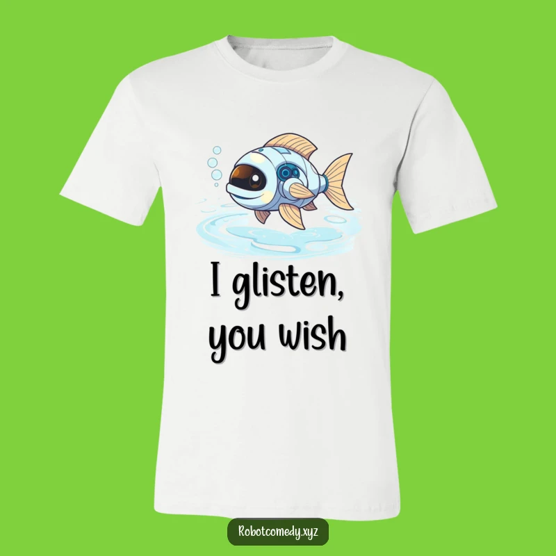 Funny Robot Fish T-Shirt: Bubbly Light River Adventure Tee Gift